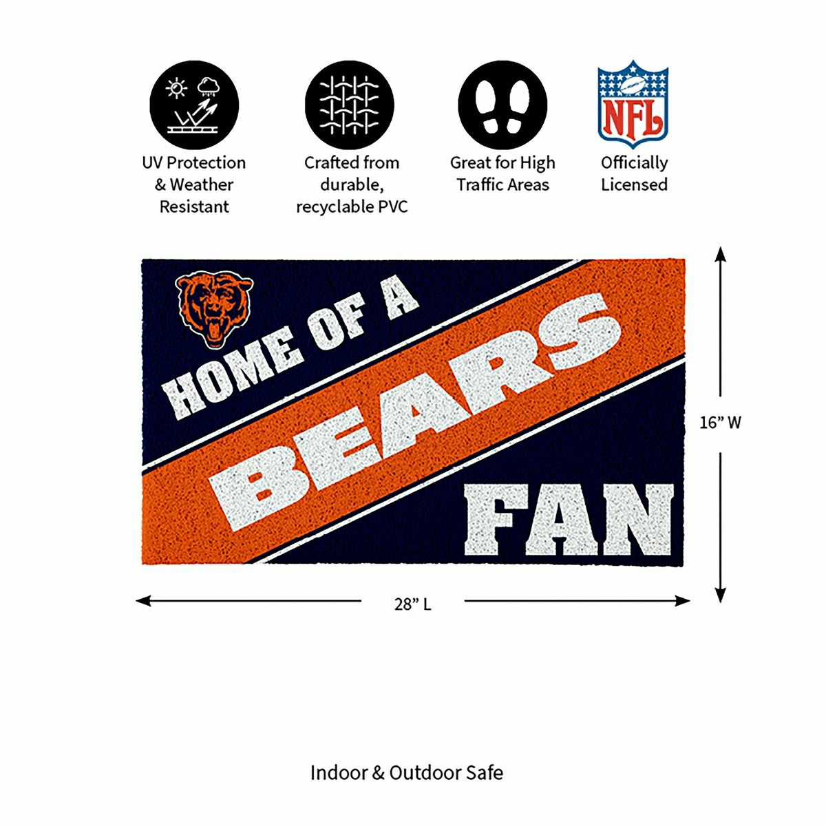 Chicago Bears, PVC Mat COLOR, Home of a Fan, NFL