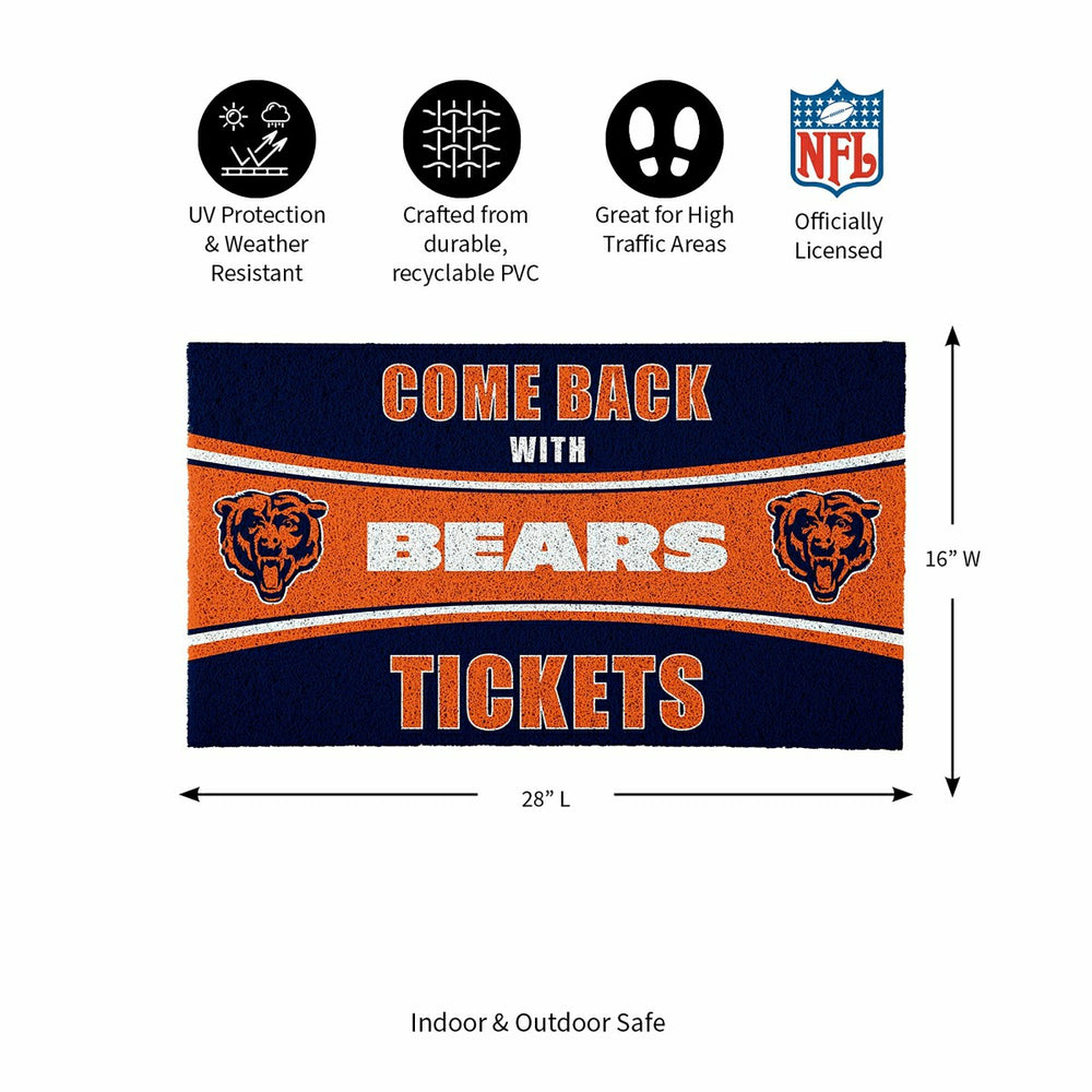 28" x 16" PVC Trapper Mat, Come Back with Tickets, Chicago Bears, NFL