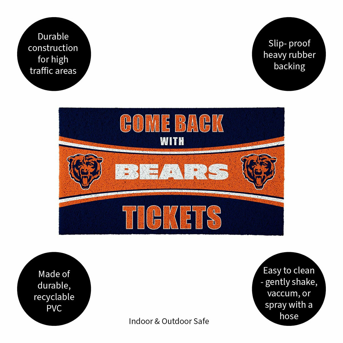 28" x 16" PVC Trapper Mat, Come Back with Tickets, Chicago Bears, NFL