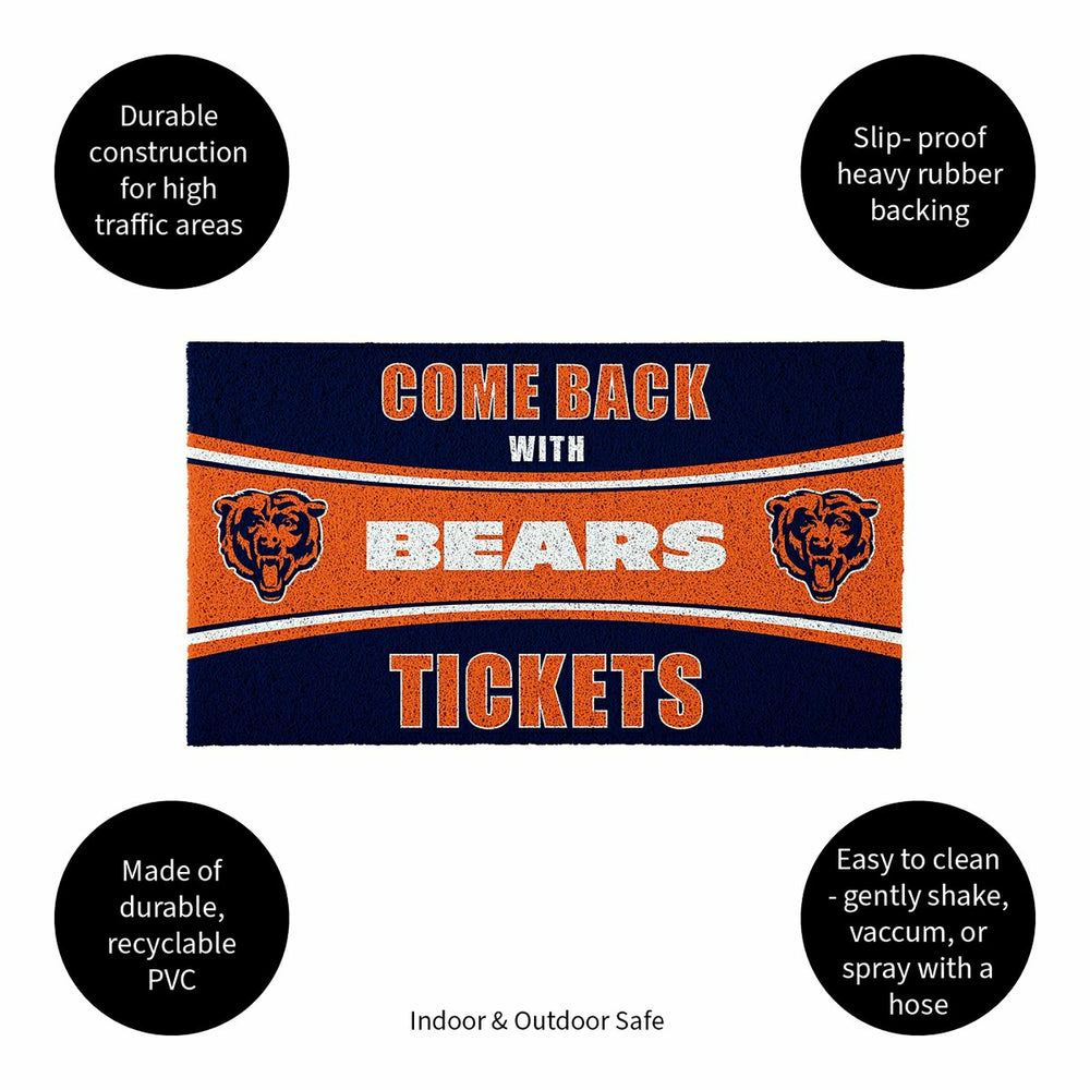 28" x 16" PVC Trapper Mat, Come Back with Tickets, Chicago Bears, NFL