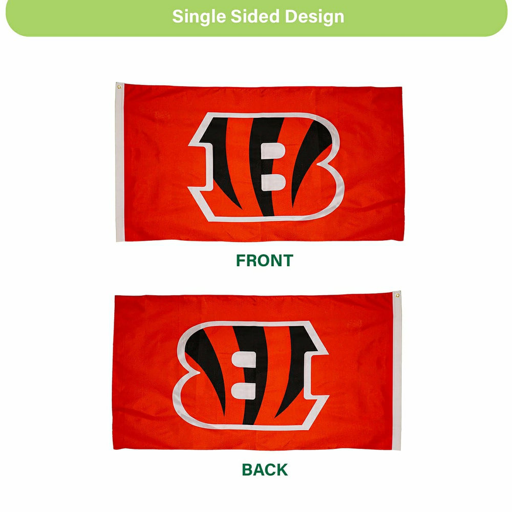Cincinnati Bengals Single Sided Flag with 2 Grommets, 3'x5', NFL, Home