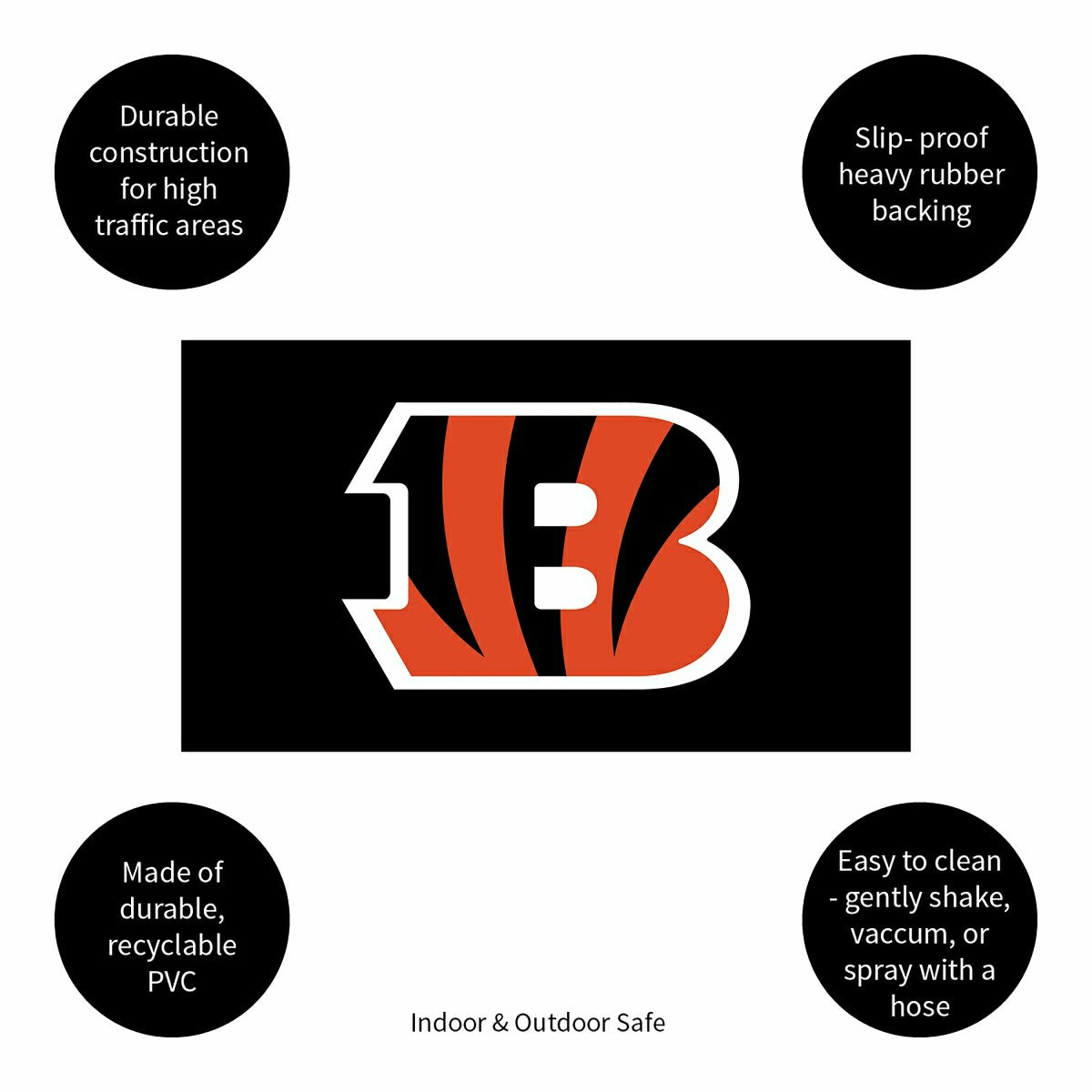 Full Color PVC Mat, 16" x 28", Cincinnati Bengals, NFL