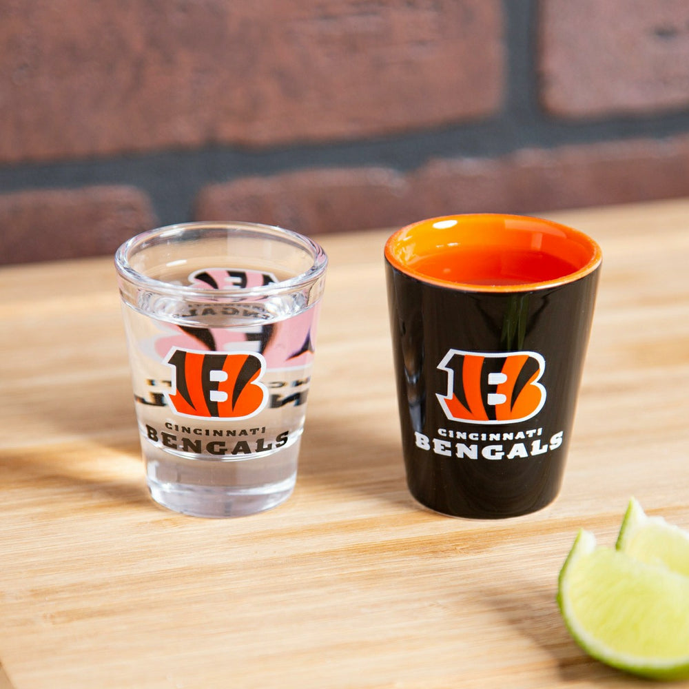 Cincinnati Bengals 4-Piece Ceramic and Glass 2oz. Shot Glass Set, NFL, Home