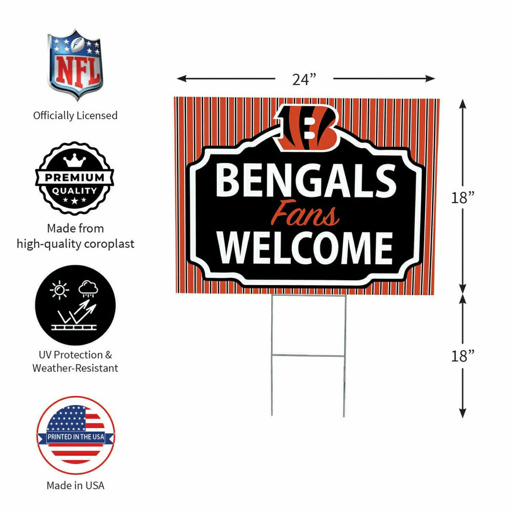 Cincinnati Bengals Coroplast Yard Sign, "Fans Welcome", NFL, Home