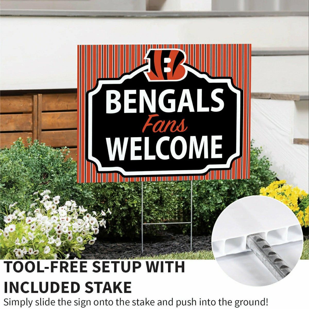 Cincinnati Bengals Coroplast Yard Sign, "Fans Welcome", NFL, Home
