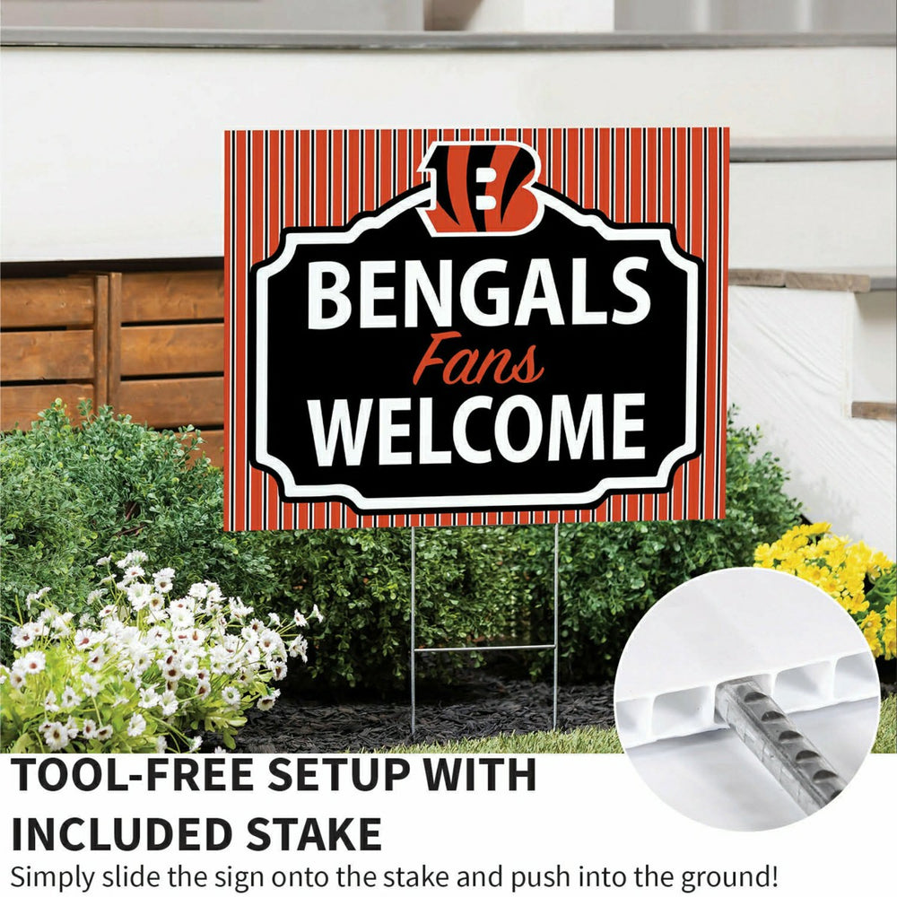 Cincinnati Bengals Coroplast Yard Sign, "Fans Welcome", NFL, Home