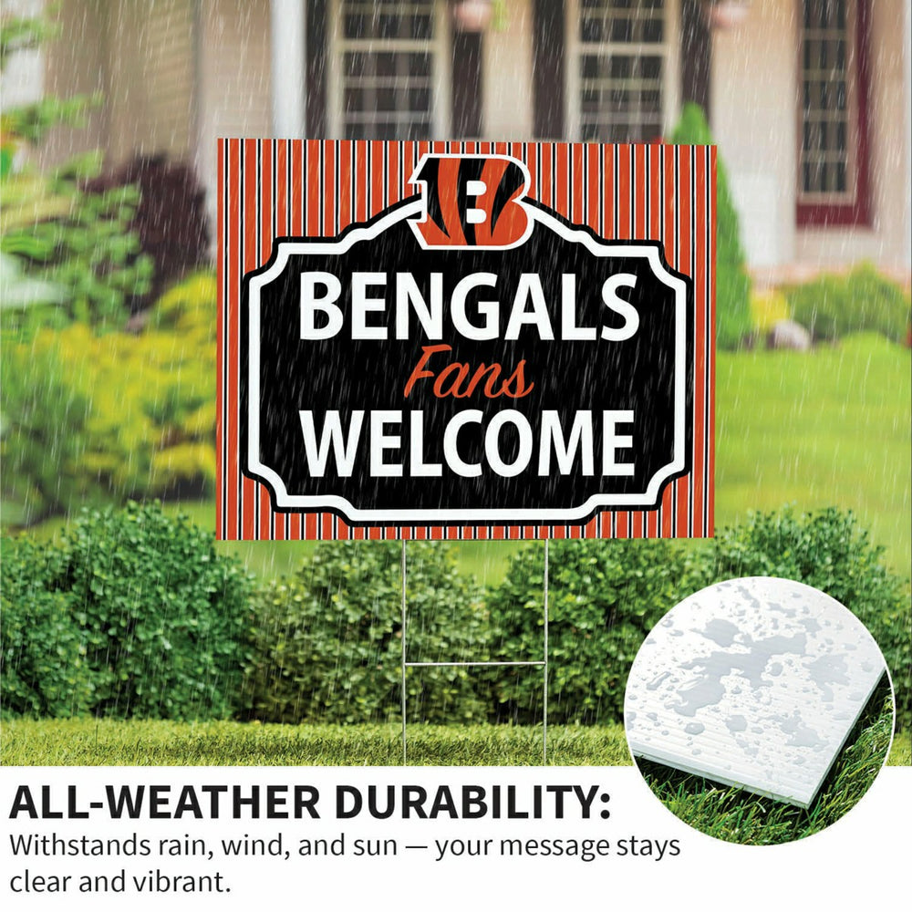 Cincinnati Bengals Coroplast Yard Sign, "Fans Welcome", NFL, Home