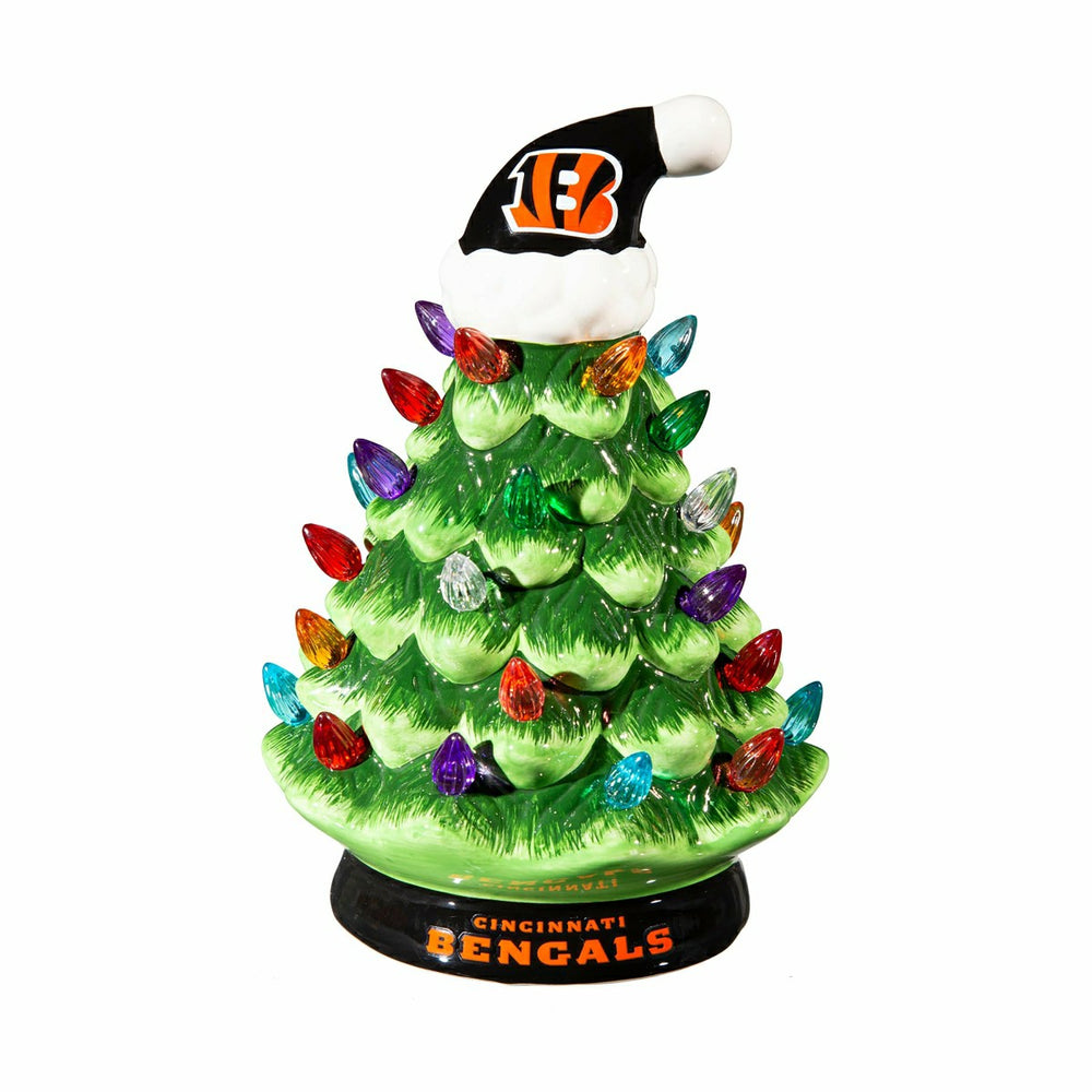 8" LED Ceramic Christmas Tree, Cincinnati Bengals, NFL, Home