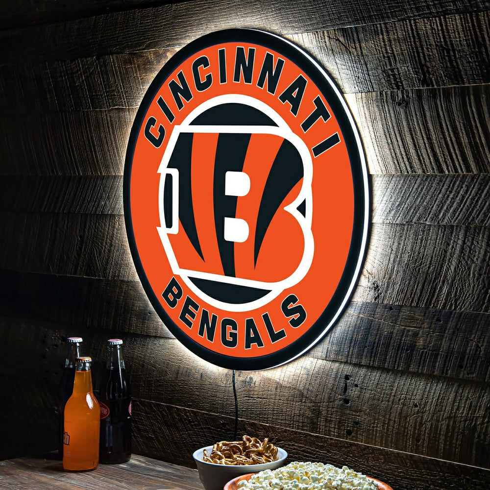 LED Wall Decor, Round, Cincinnati Bengals, NFL, Home