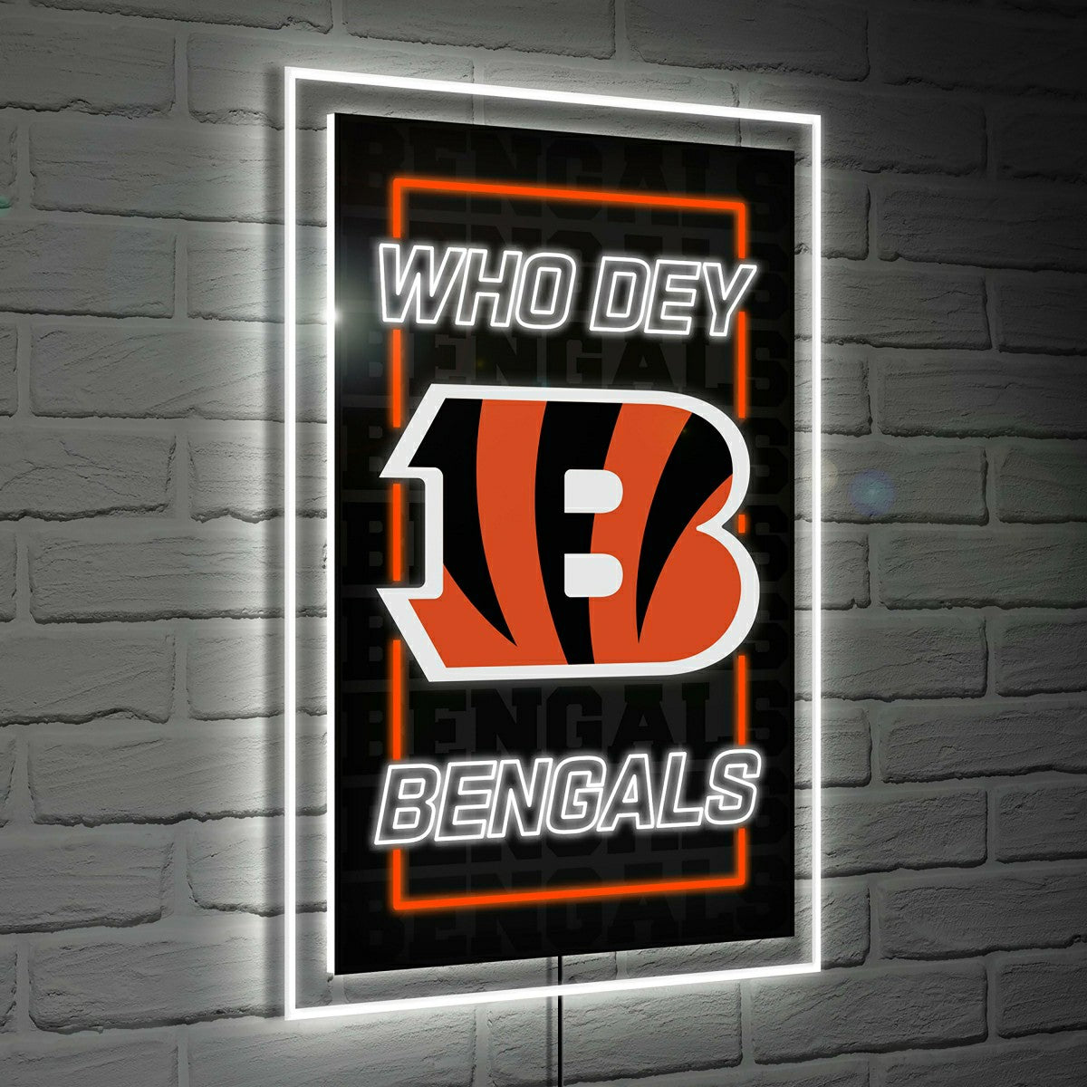 Cincinnati Bengals NFL Football Rectangle Neolite LED Decor, NFL, Home