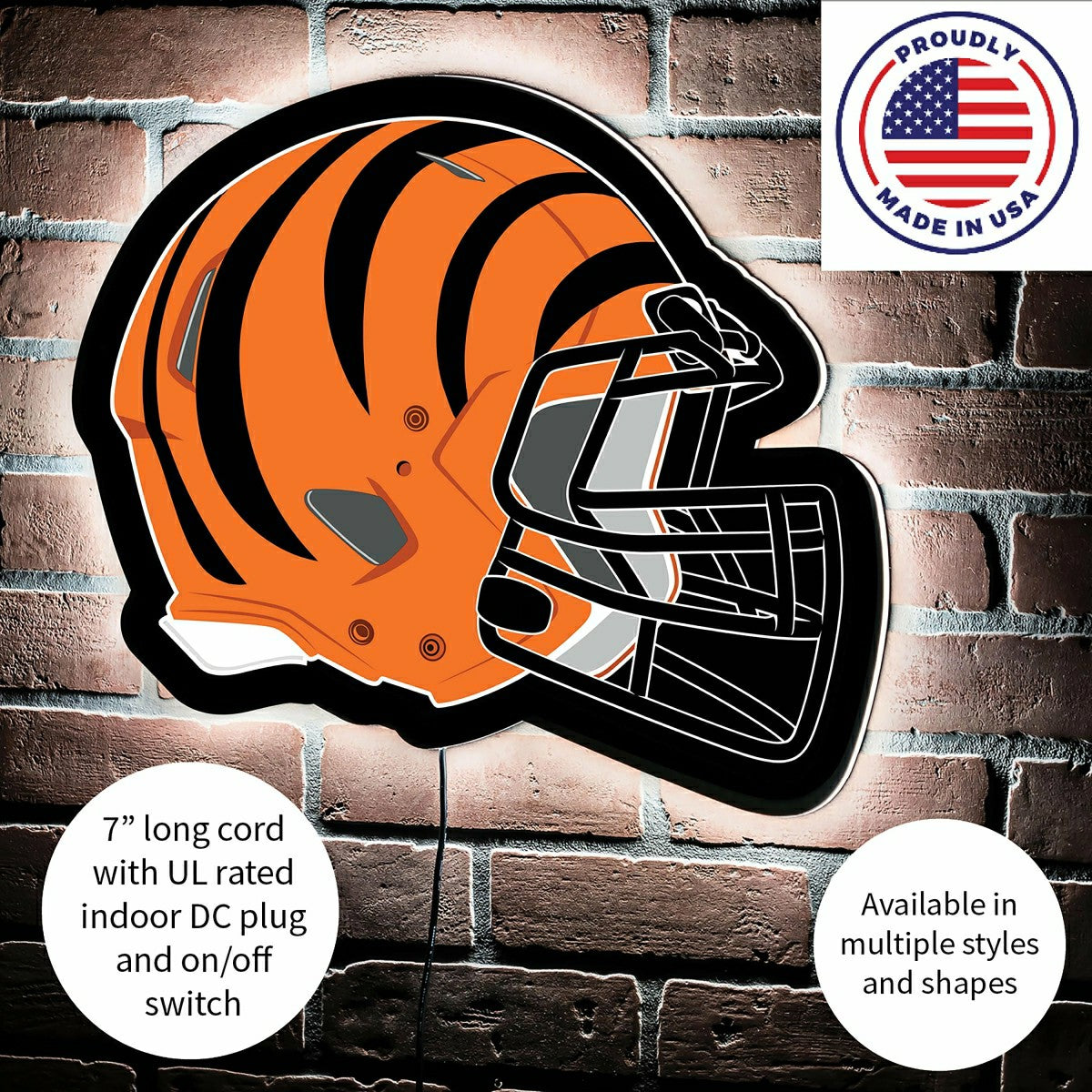 LED Wall Decor, Helmet, Cincinnati Bengals, NFL, Home