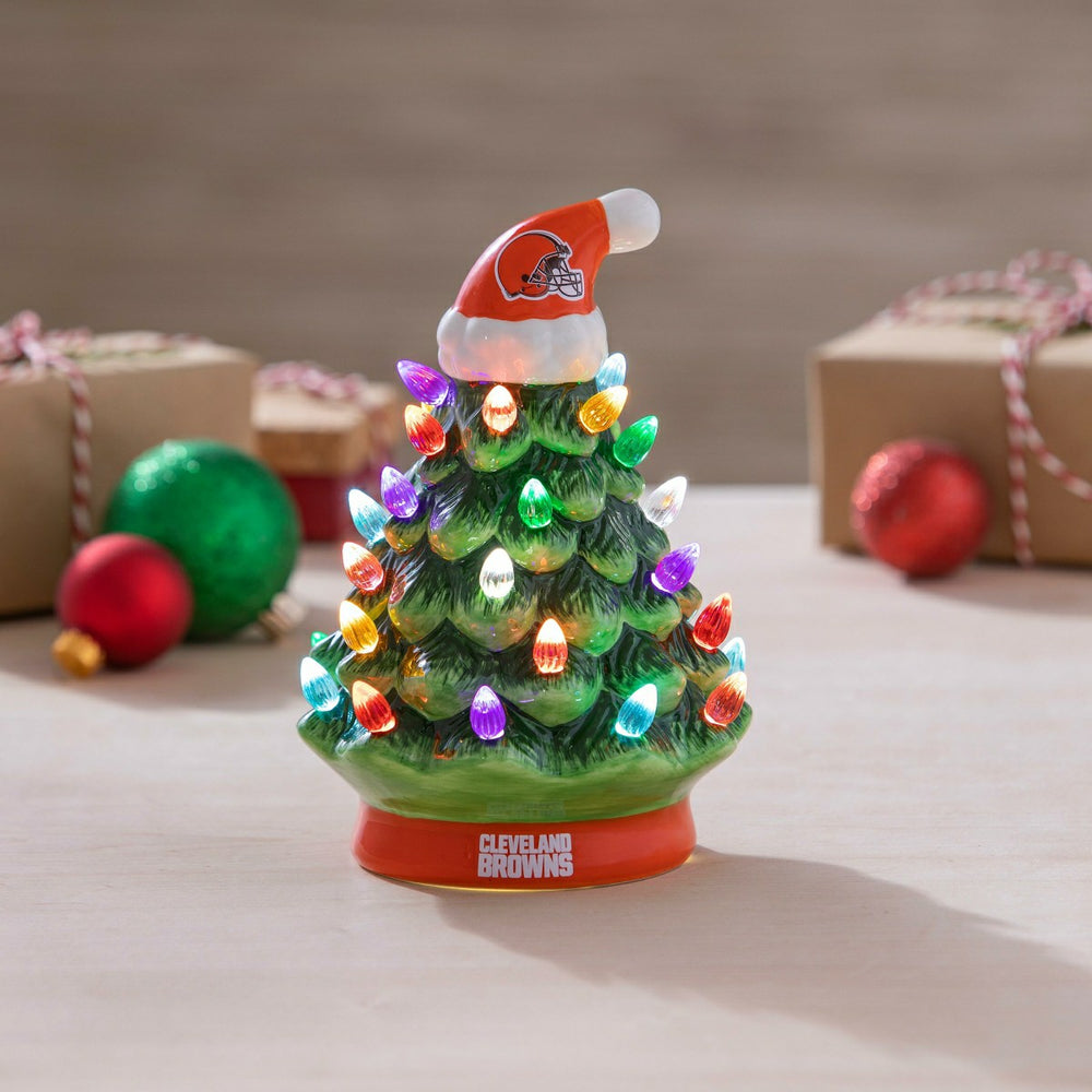 8" LED Ceramic Christmas Tree, Cleveland Browns, NFL, Home