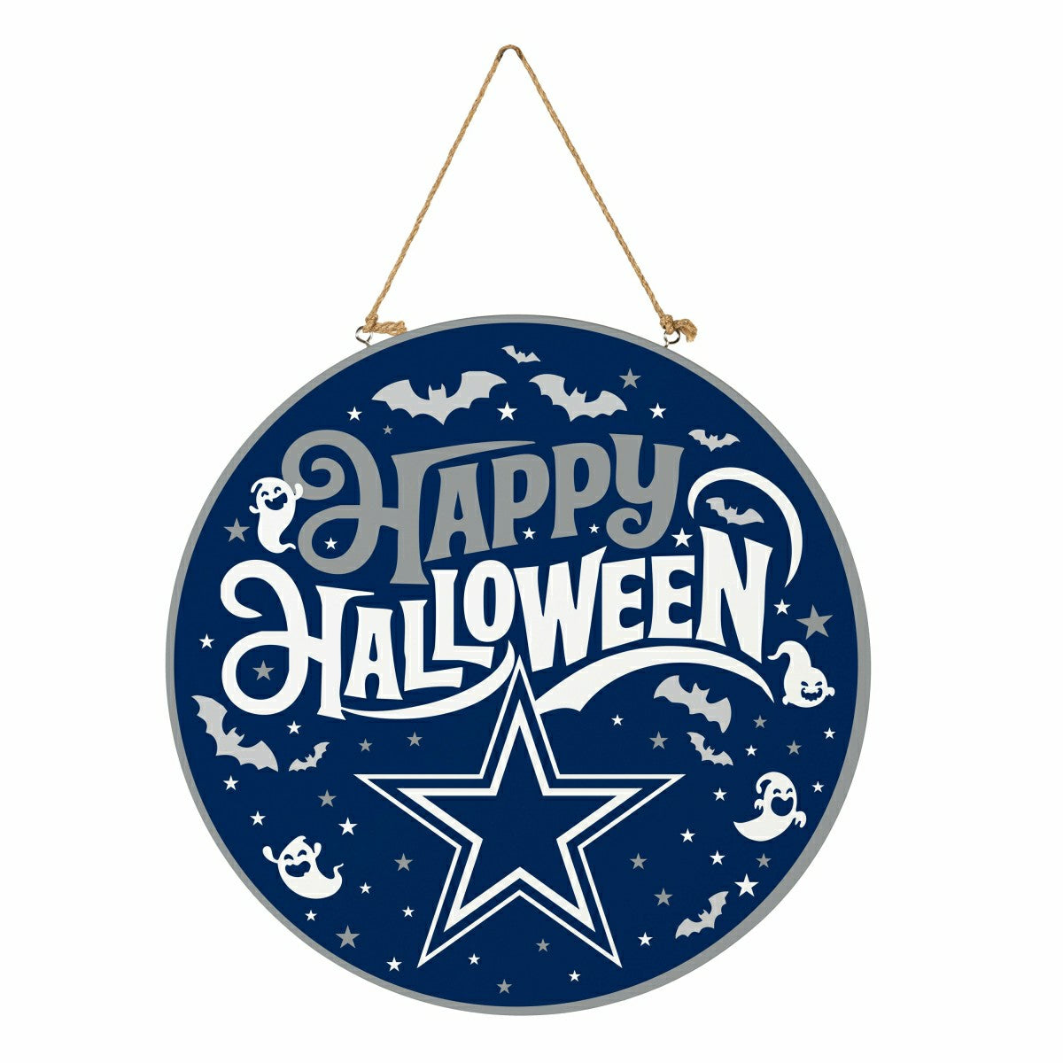 Dallas Cowboys Halloween Round Door Décor with Hanging Rope, 18x18, NFL, Home