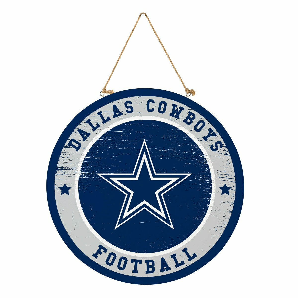 Dallas Cowboys Round Door Décor with Hanging Rope, 18x18, NFL, Home