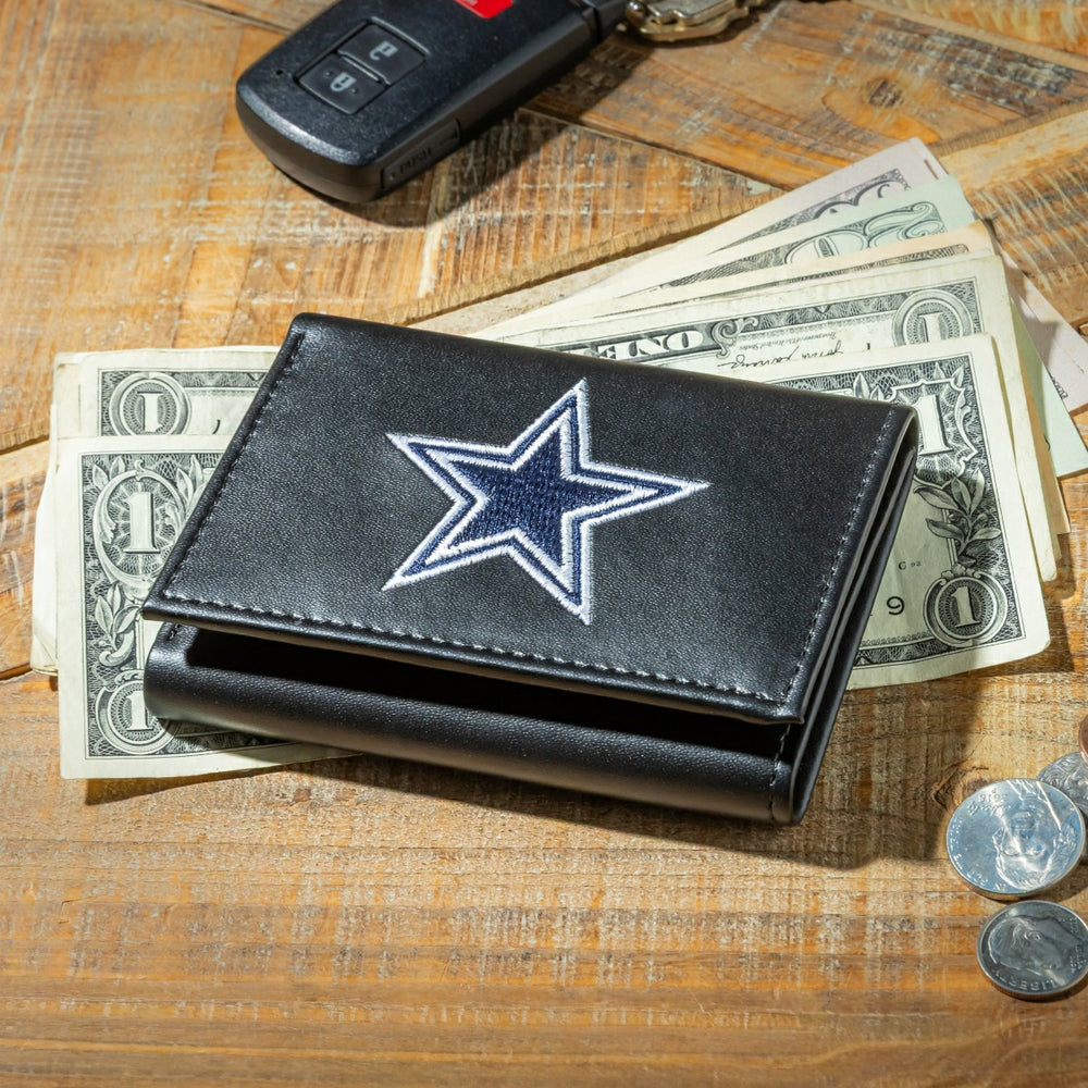 Dallas Cowboys Black Tri-Fold Embroidered Wallet, NFL, Home