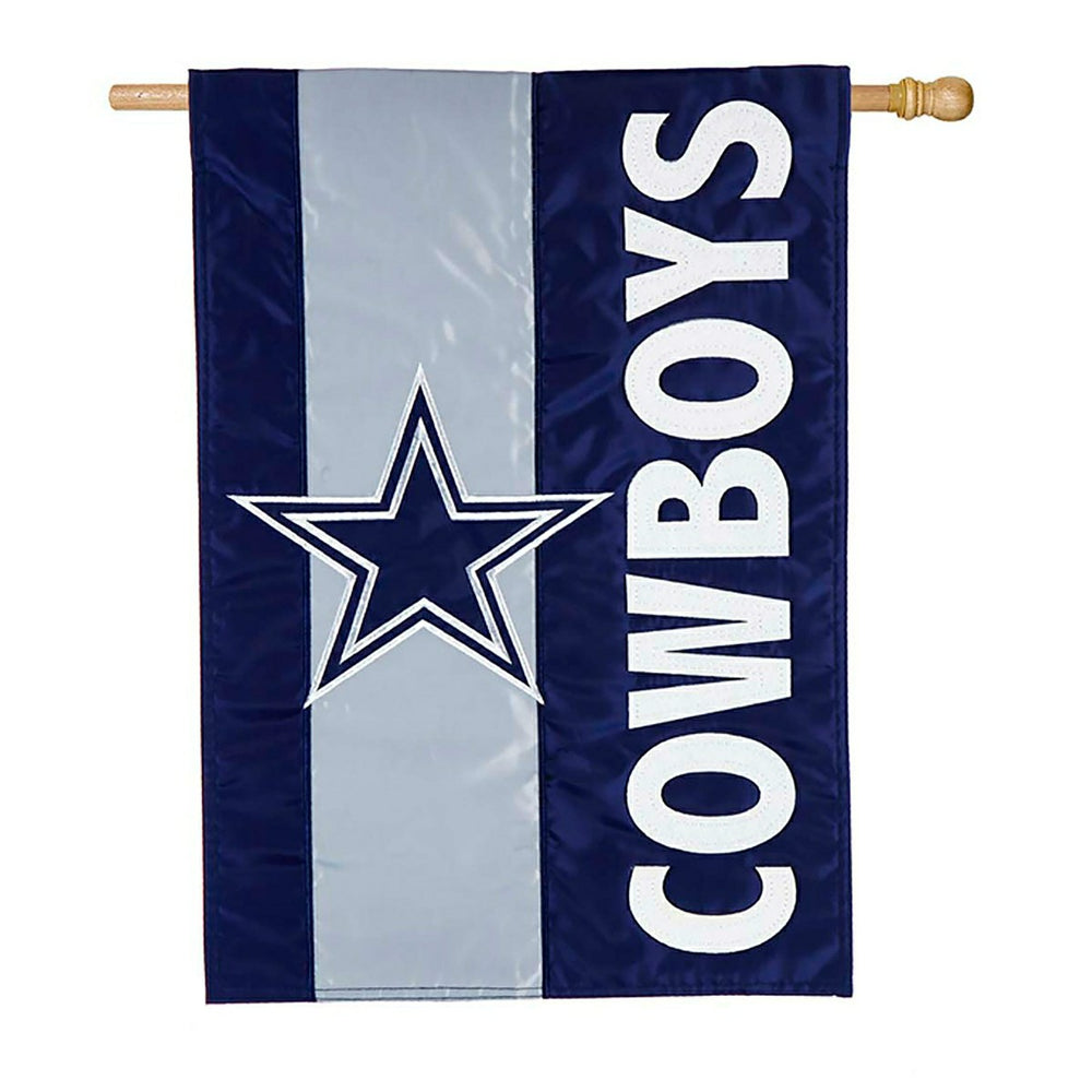 Double-Sided Embellished NFL Team Pride Applique House Flag, Dallas Co, NFL