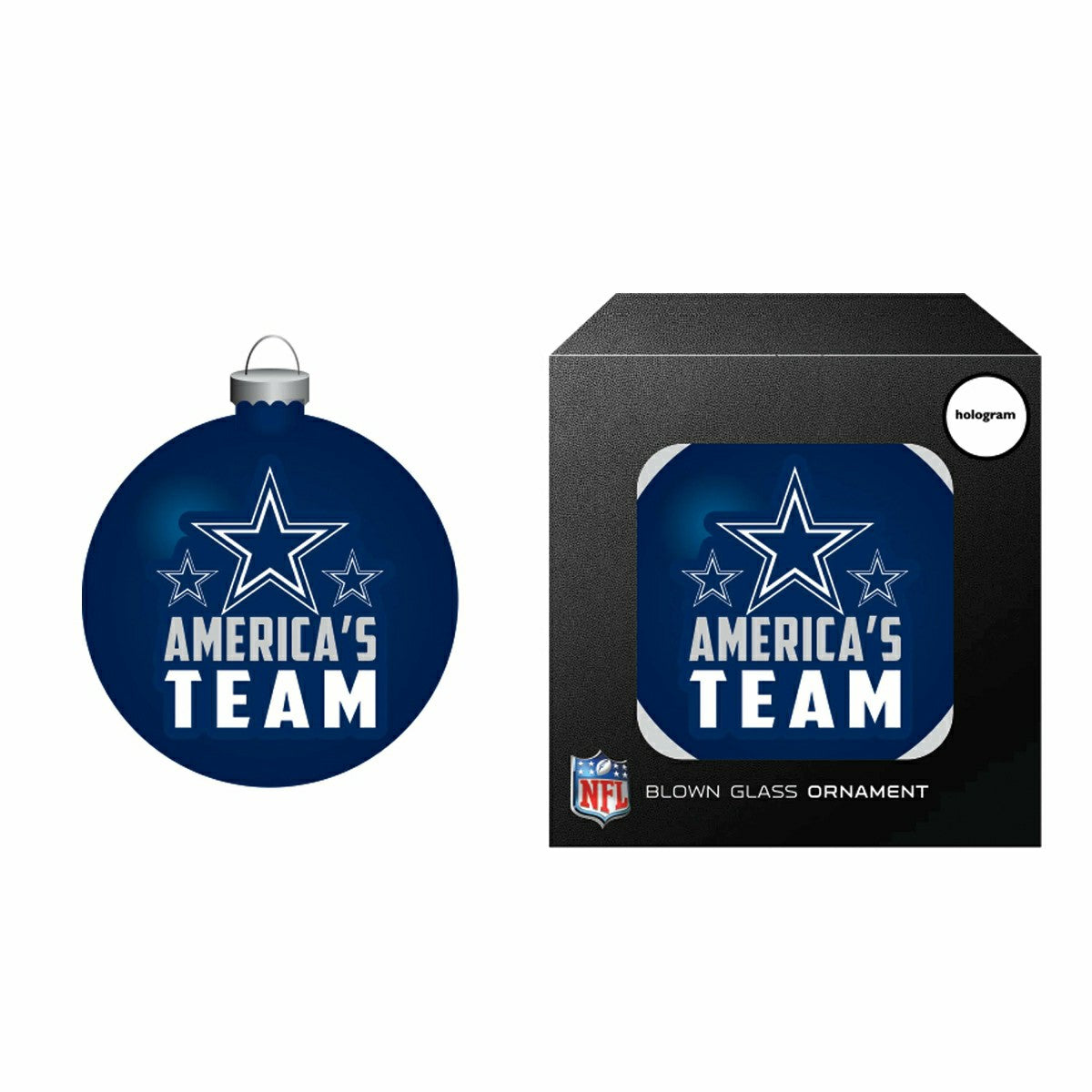 Blown Glass Ornament, Dallas Cowboys, NFL