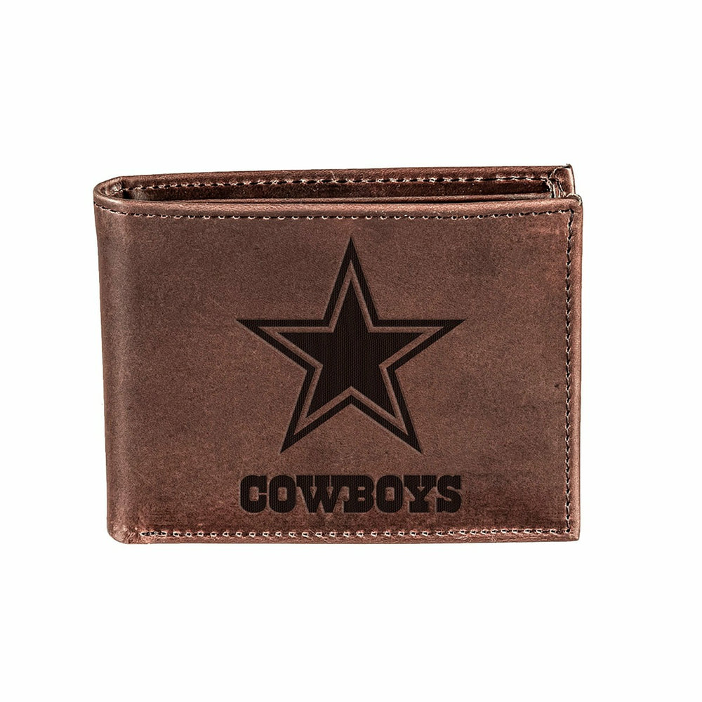 Dallas Cowboys, Bi-Fold Wallet, Brown, CH, 100% Genuine Leather, NFL, Home