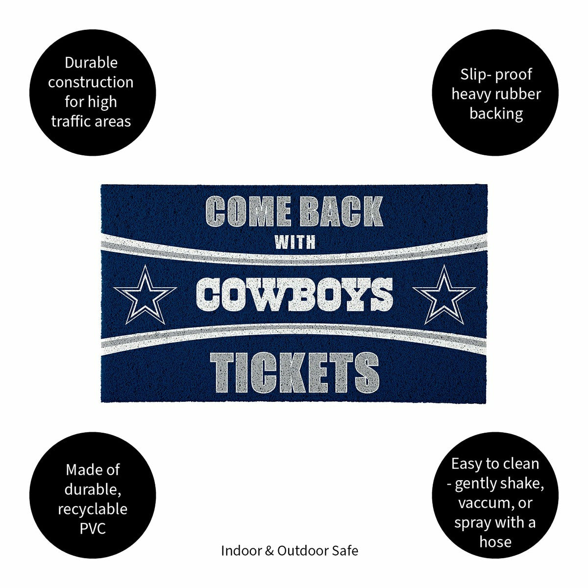 28" x 16" PVC Trapper Mat, Come Back with Tickets, Dallas Cowboys, NFL