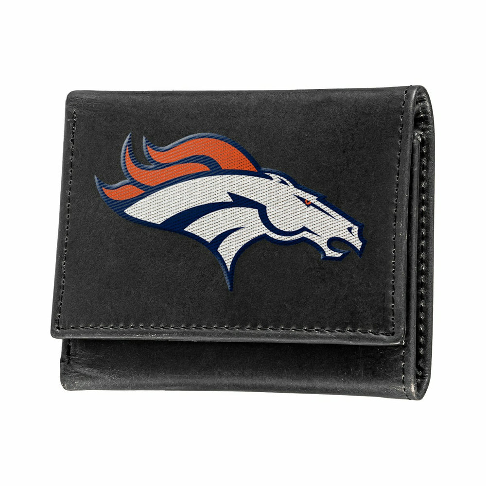 Denver Broncos Black Tri-Fold Embroidered Wallet w/ RFID Blocking, NFL, Home