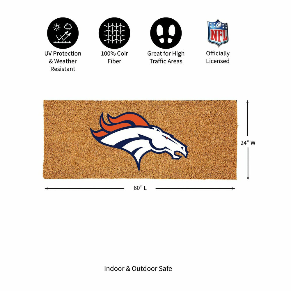 Denver Broncos Extra Large Full Color Coir Mat, 60"x24", NFL