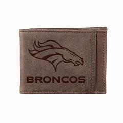Front Pocket Wallet w/ RFID Blocking, Denver Broncos, Brown, NFL, Home