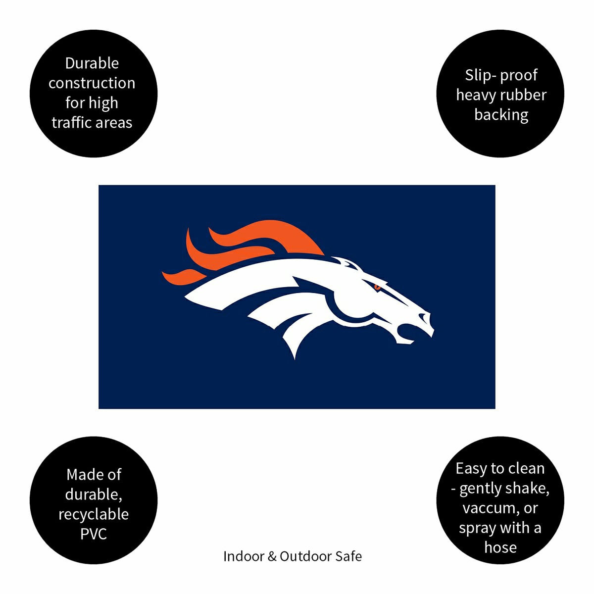 Full Color PVC Mat, 16" x 28", Denver Broncos, NFL