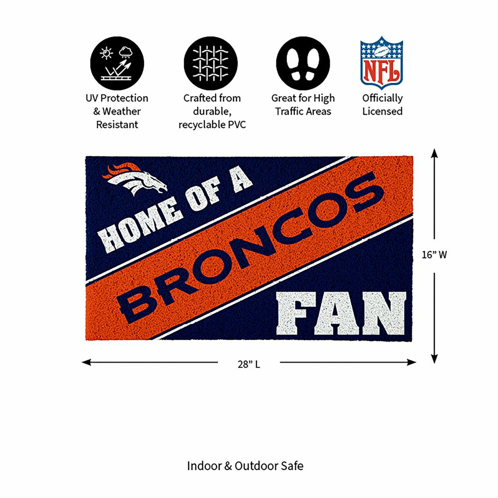 Denver Broncos, PVC Mat COLOR, Home of a Fan, NFL