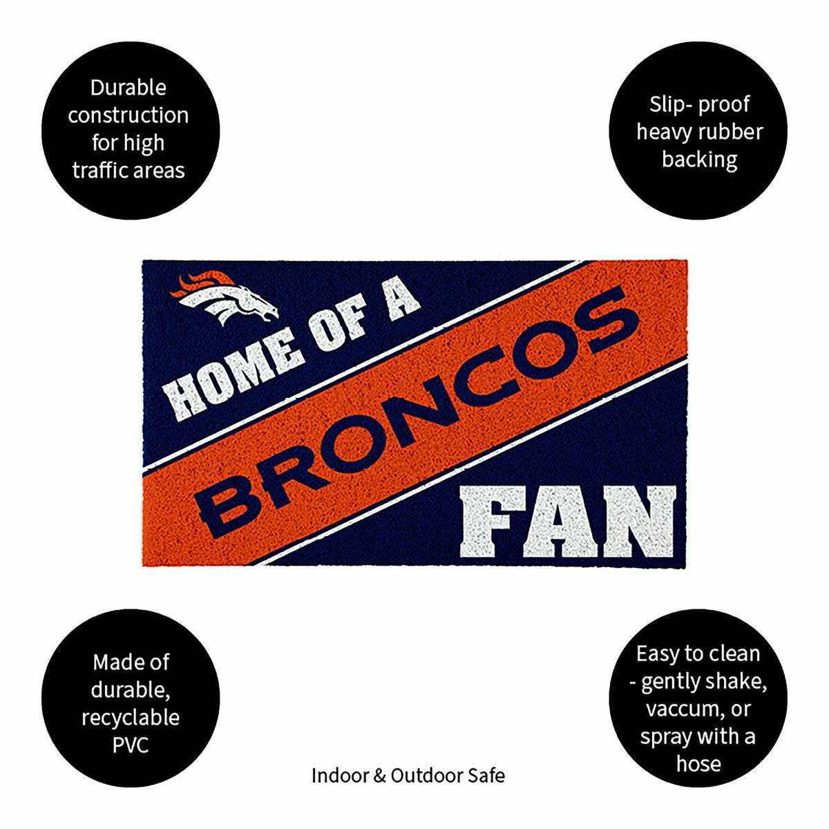 Denver Broncos, PVC Mat COLOR, Home of a Fan, NFL