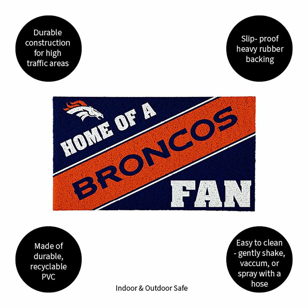 Denver Broncos, PVC Mat COLOR, Home of a Fan, NFL