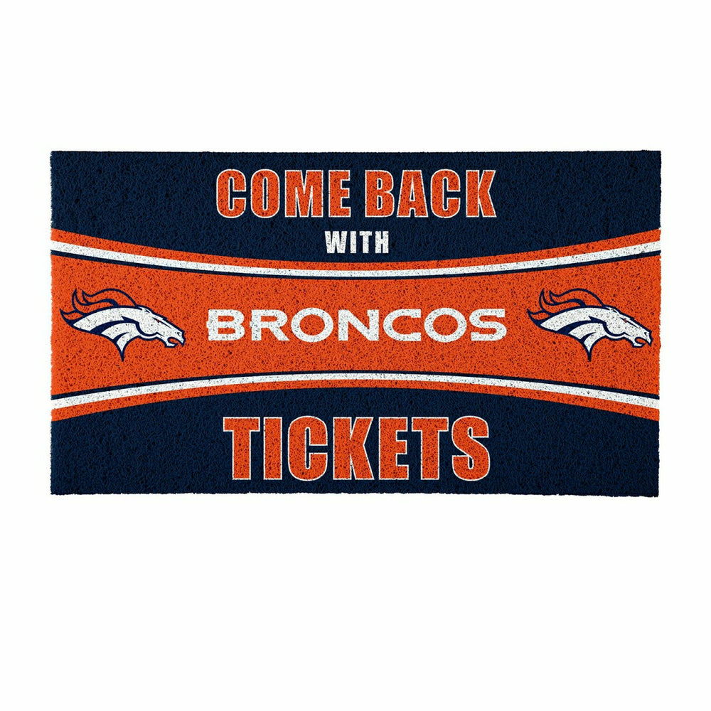 28" x 16" PVC Trapper Mat, Come Back with Tickets, Denver Broncos, NFL