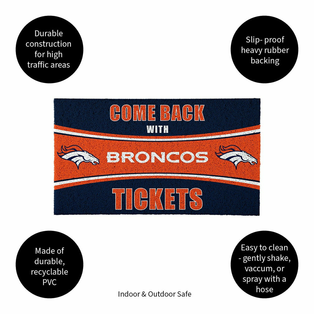 28" x 16" PVC Trapper Mat, Come Back with Tickets, Denver Broncos, NFL