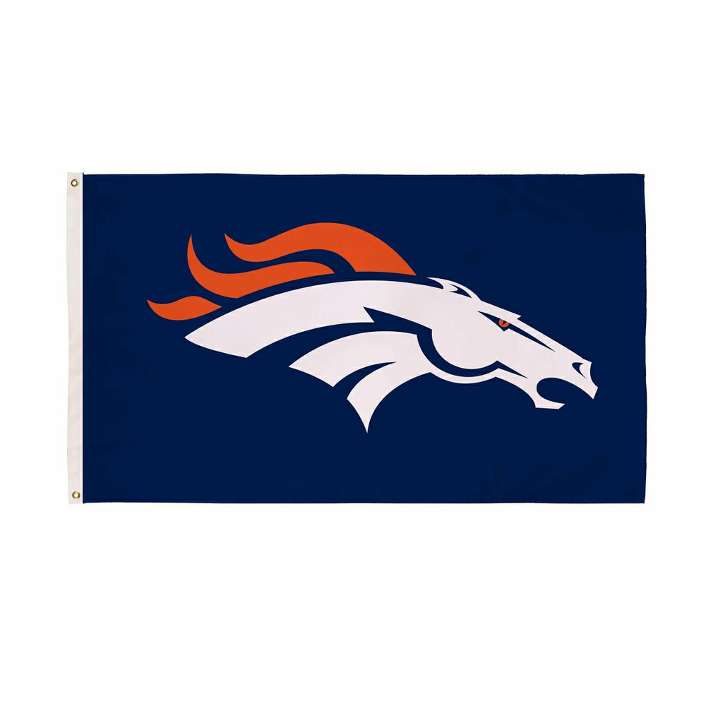 Denver Broncos Single Sided Flag with 2 Grommets, 3'x5', NFL, Home