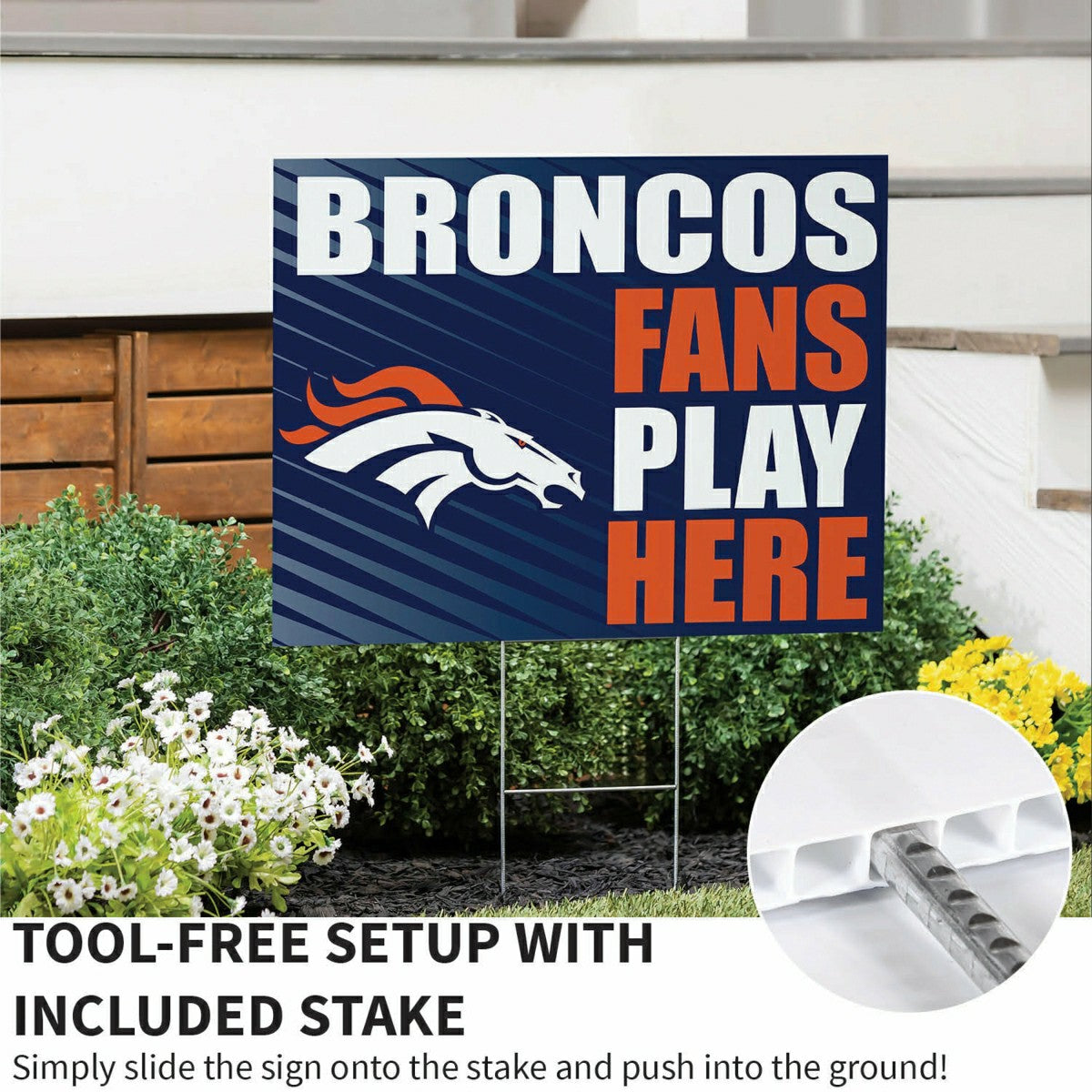 Denver Broncos Coroplast Yard Sign "Fans Play Here", NFL, Home