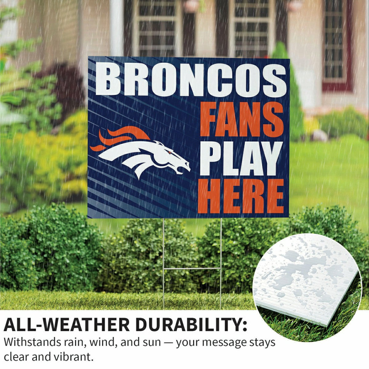 Denver Broncos Coroplast Yard Sign "Fans Play Here", NFL, Home
