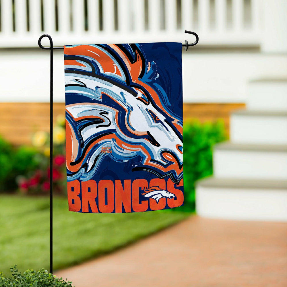 Denver Broncos Justin Patten Logo Suede Garden Flag, NFL