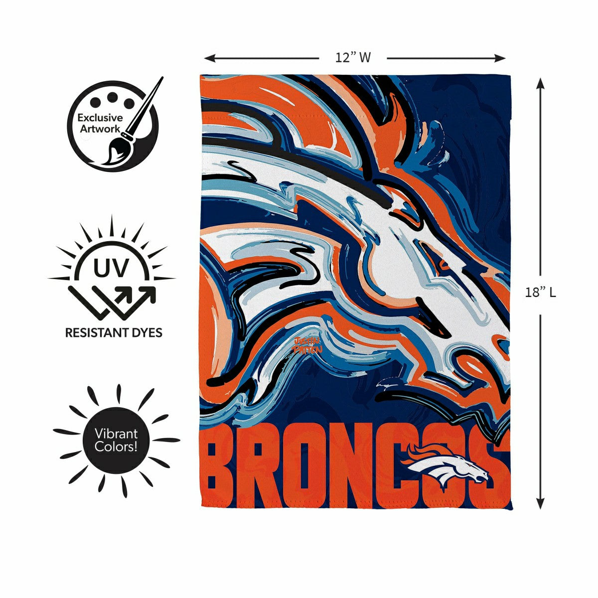 Denver Broncos Justin Patten Logo Suede Garden Flag, NFL