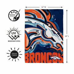 Denver Broncos Justin Patten Logo Suede Garden Flag, NFL