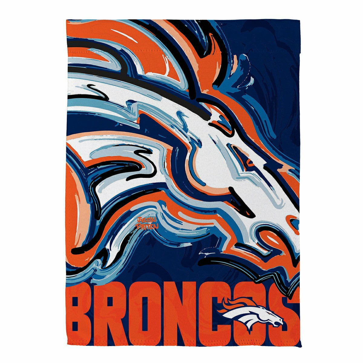 Denver Broncos Justin Patten Logo Suede Garden Flag, NFL