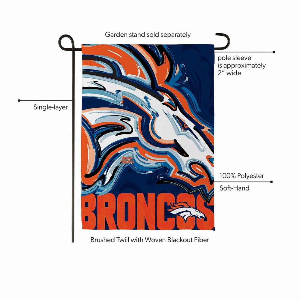 Denver Broncos Justin Patten Logo Suede Garden Flag, NFL
