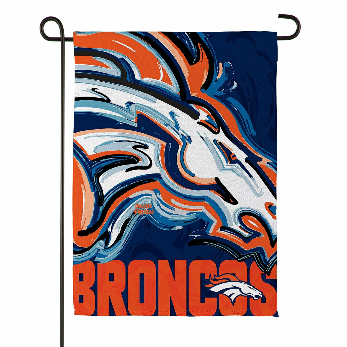 Denver Broncos Justin Patten Logo Suede Garden Flag, NFL