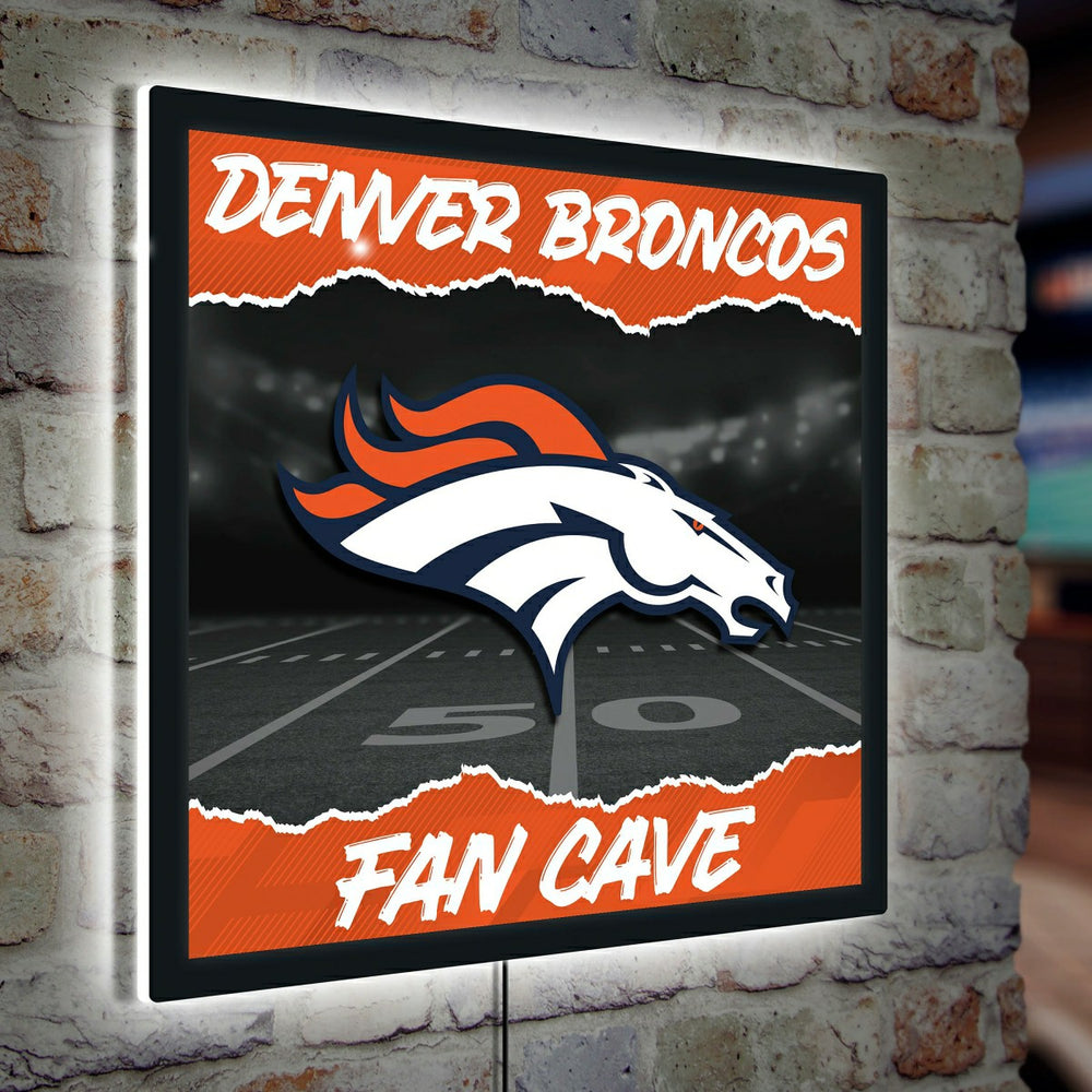 Denver Broncos 23"H x 23"L LED Wall Decor, Edgelite, Square, NFL, Home
