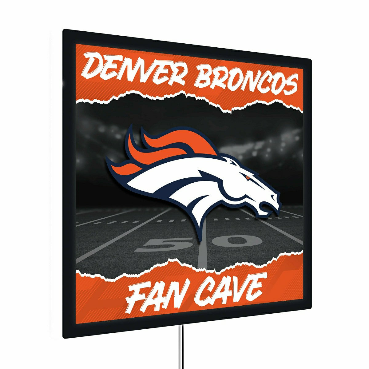 Denver Broncos 23"H x 23"L LED Wall Decor, Edgelite, Square, NFL, Home