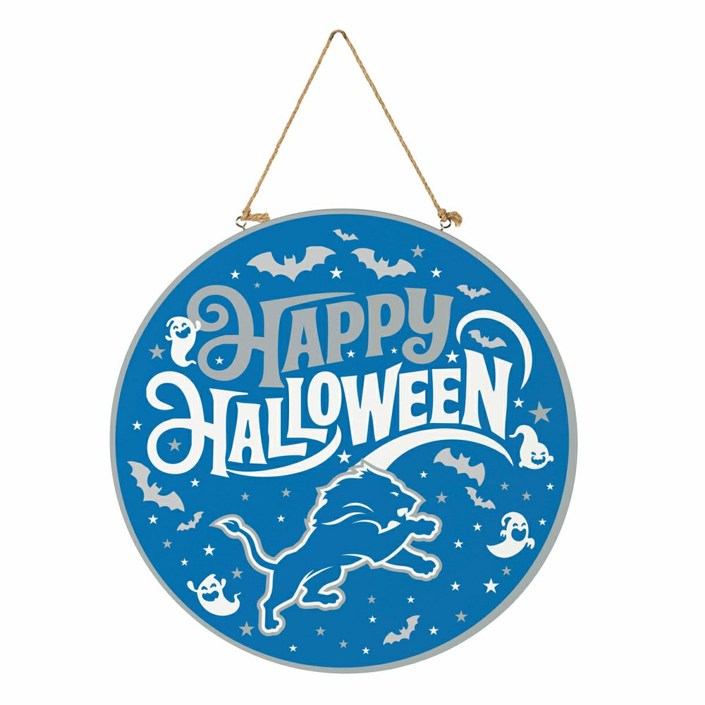 Detroit Lions Halloween Round Door Décor with Hanging Rope, 18x18, NFL, Home