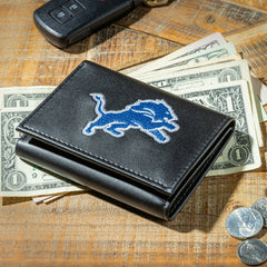 Detroit Lions Black Tri-Fold Embroidered Wallet, NFL, Home