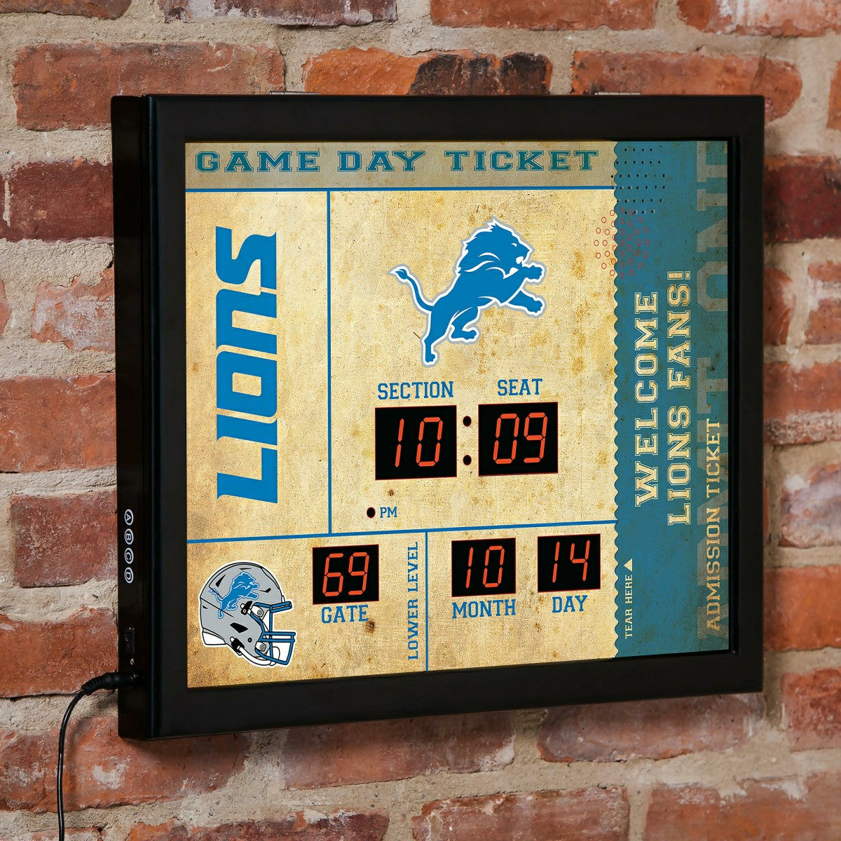 Bluetooth Scoreboard Wall Clock, Detroit Lions, NFL, Home