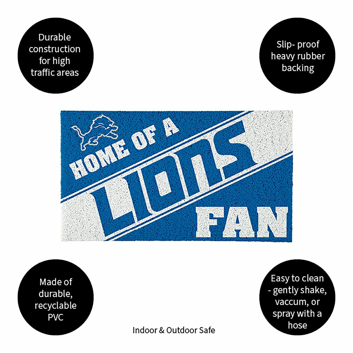 Detroit Lions, PVC Mat COLOR, Home of a Fan, NFL