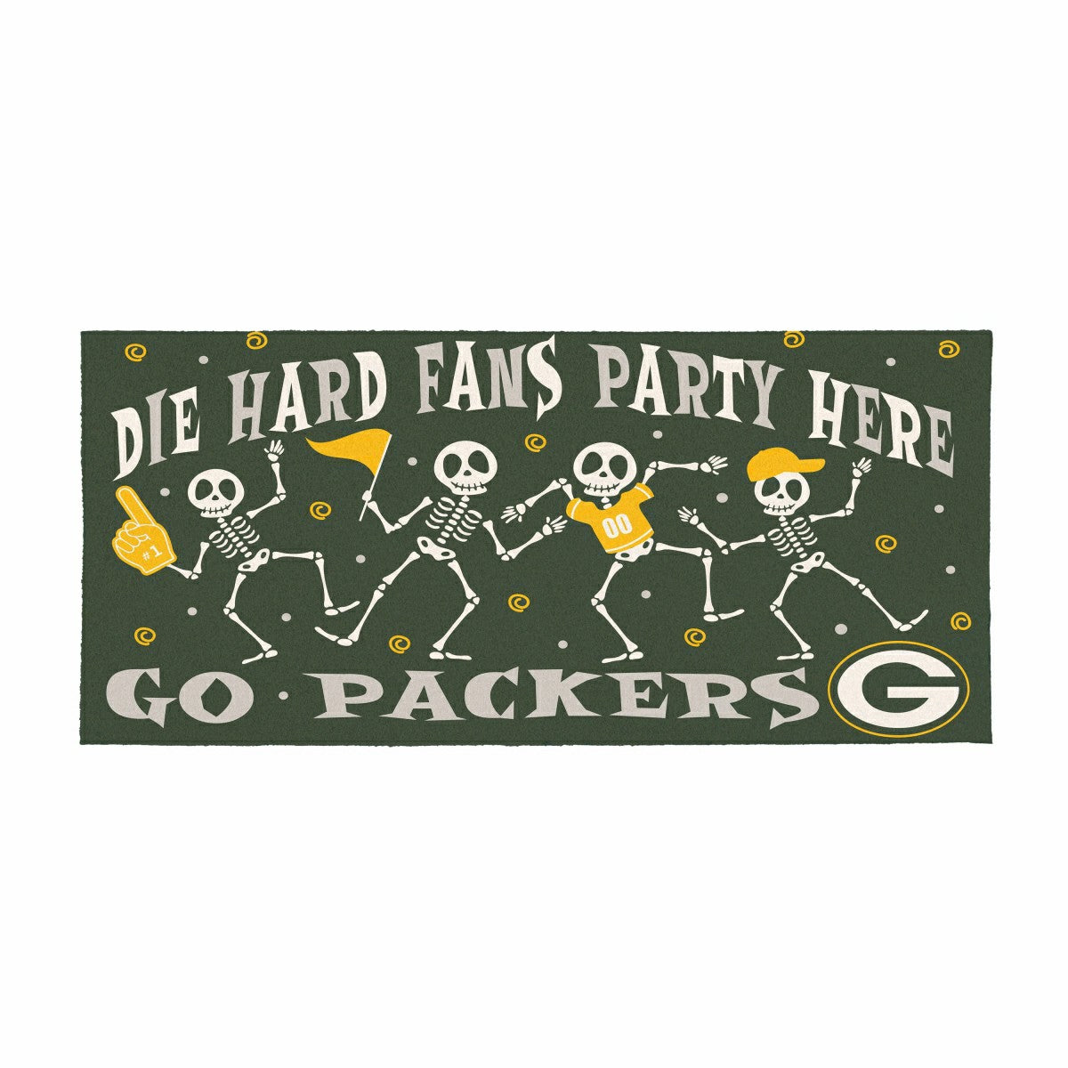 Green Bay Packers Flocked Coir Halloween Sassafras Switch Mat, 22"x10", NFL