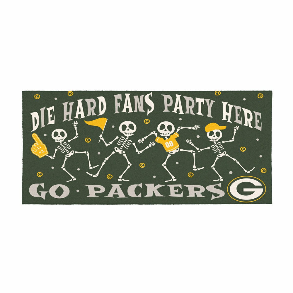 Green Bay Packers Flocked Coir Halloween Sassafras Switch Mat, 22"x10", NFL