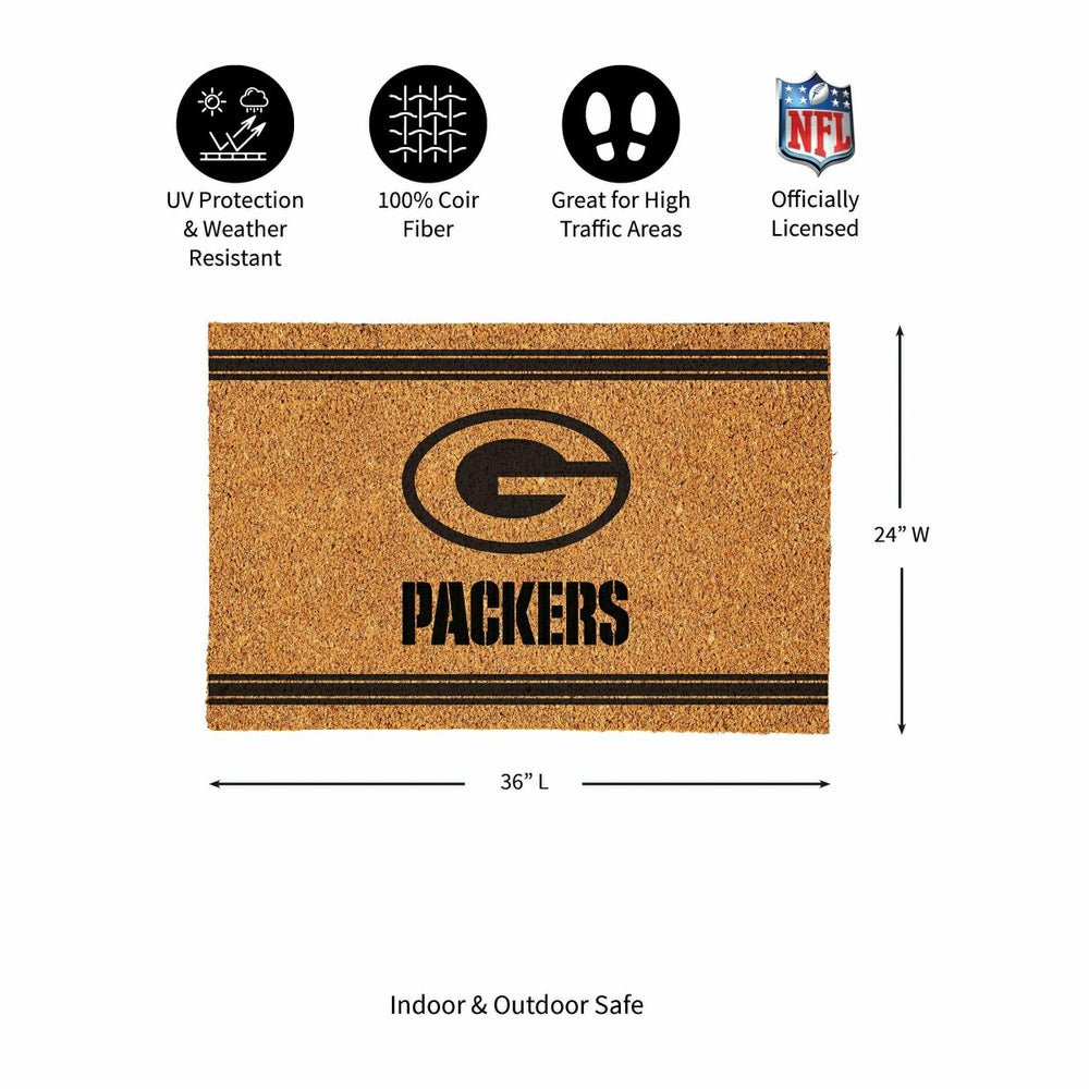 Green Bay Packers Large One Color Coir Mat, 36"x24", NFL